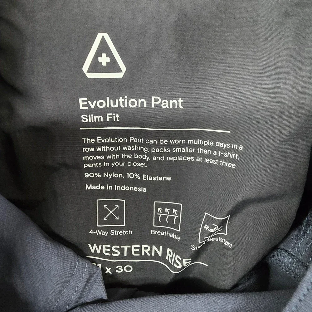 Western Rise Evolution Pant Mens 31x30 Grey Slim Fit 4-Way Stretch Tech‎ Chino